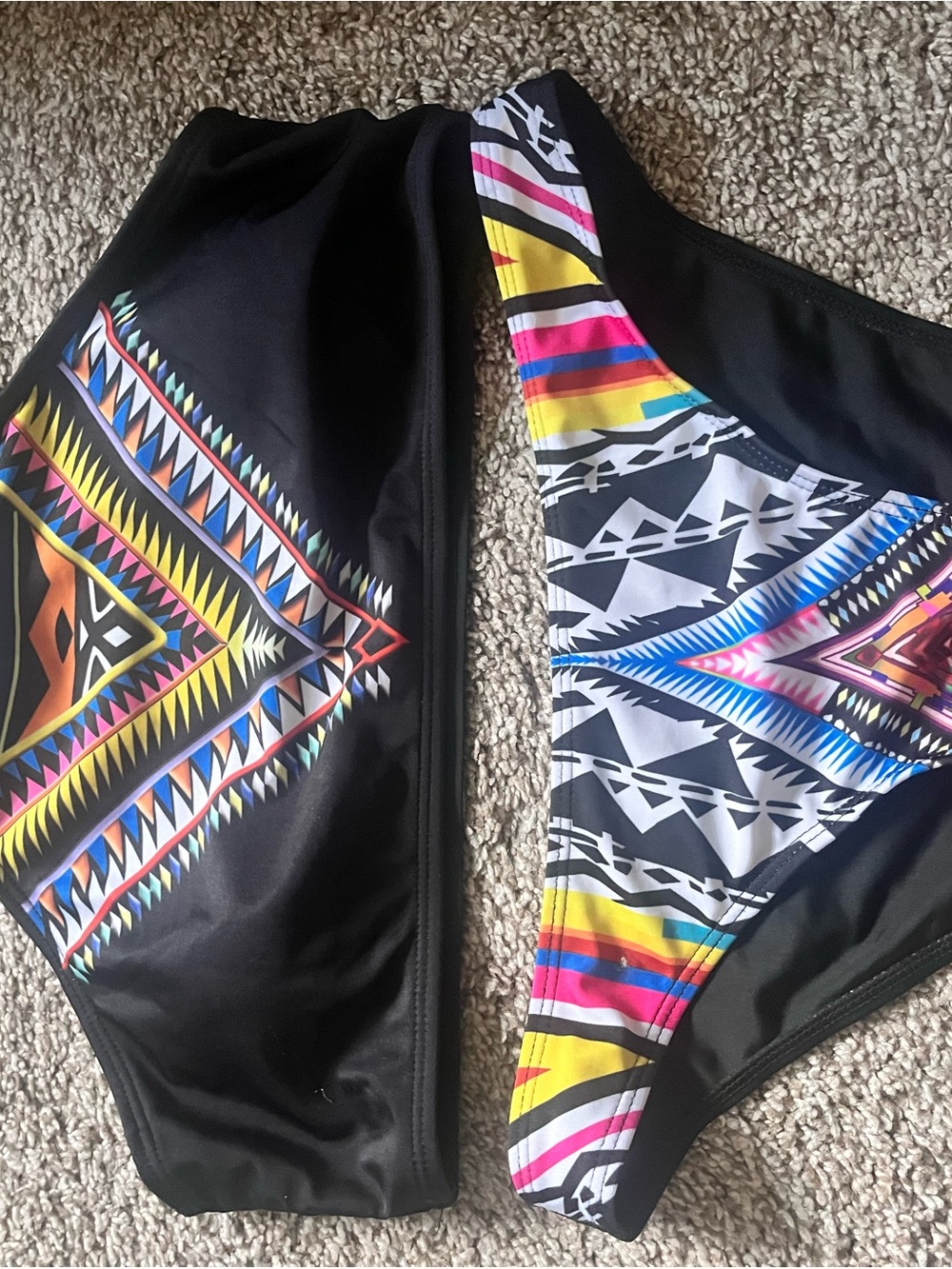 Bikini Swimsuit with Black & Multicolor Tribal Print